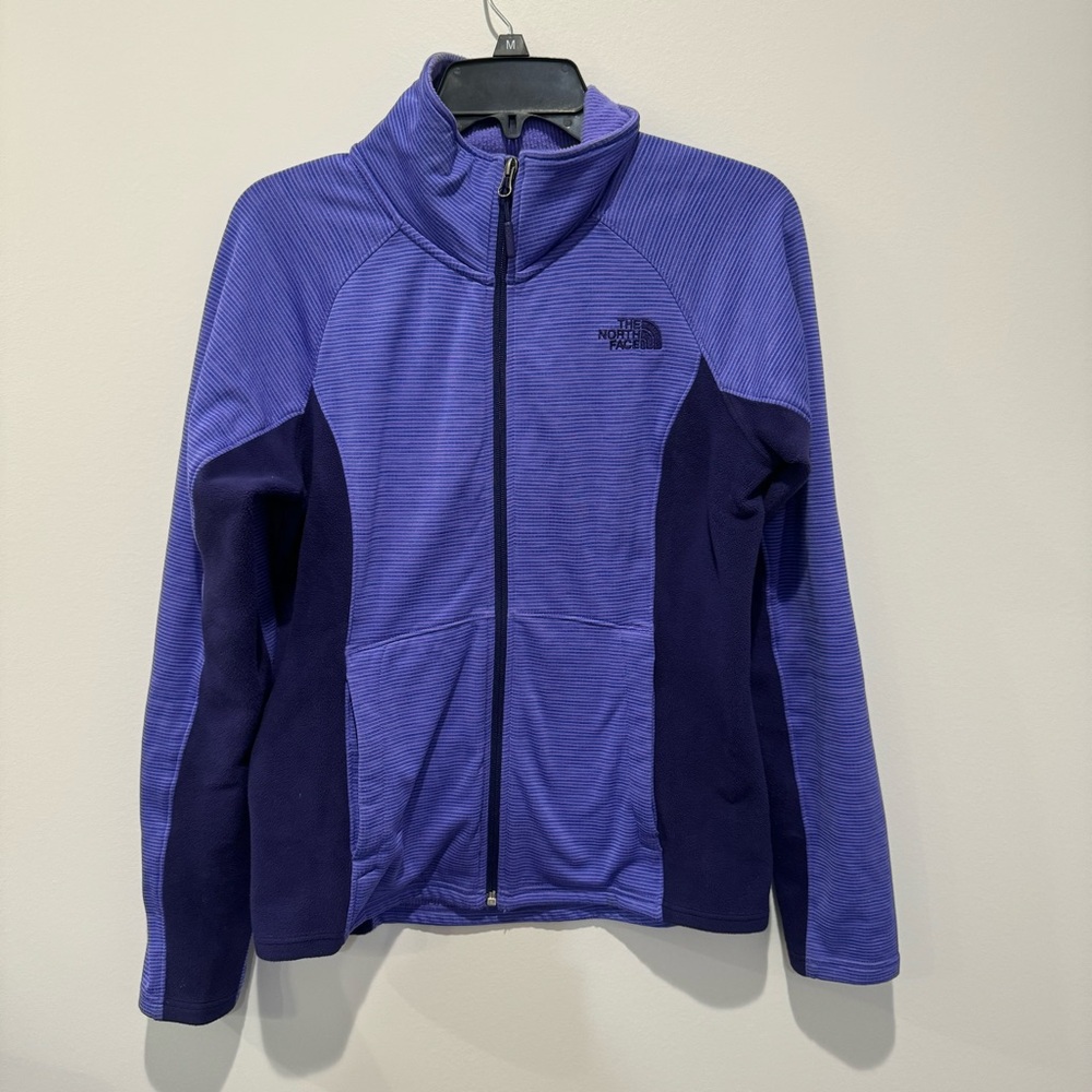 The North Face‎ Fleece Purple striped Zip Up Jacket- Women's Size Medium